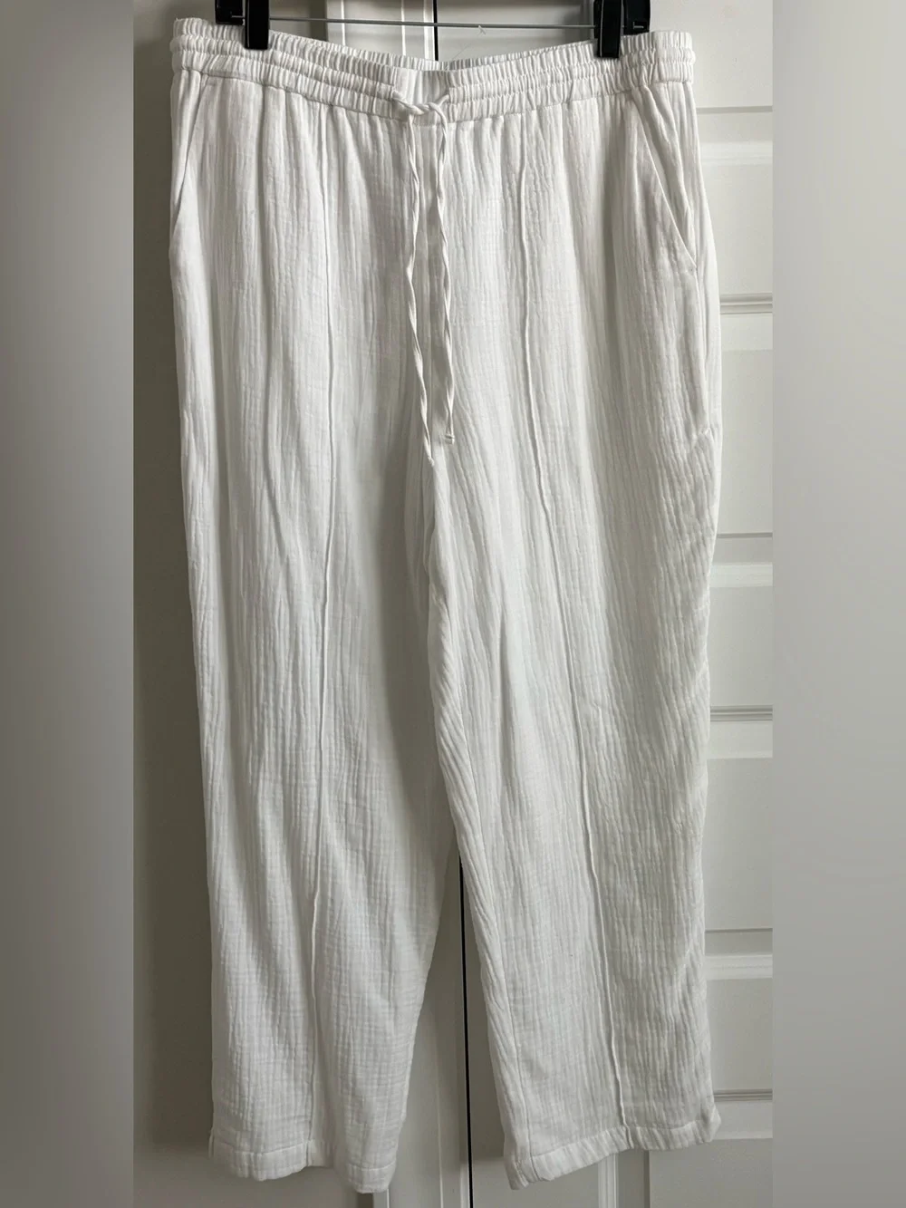 Lightweight Lined Guaze White Drawstring Pants